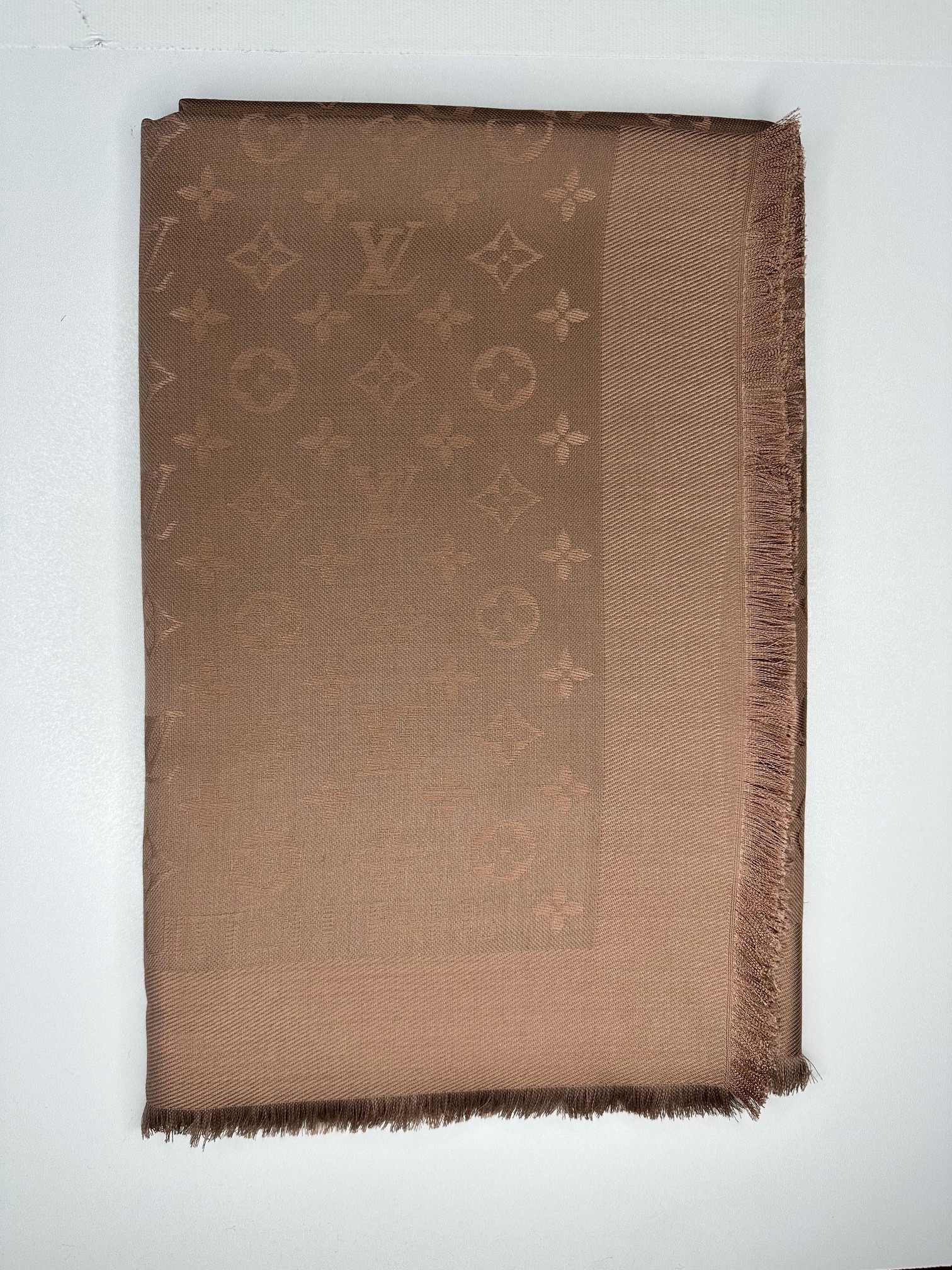 Louis Vuitton Brown Monogram Silk Scarf Cappuccino silk/wool