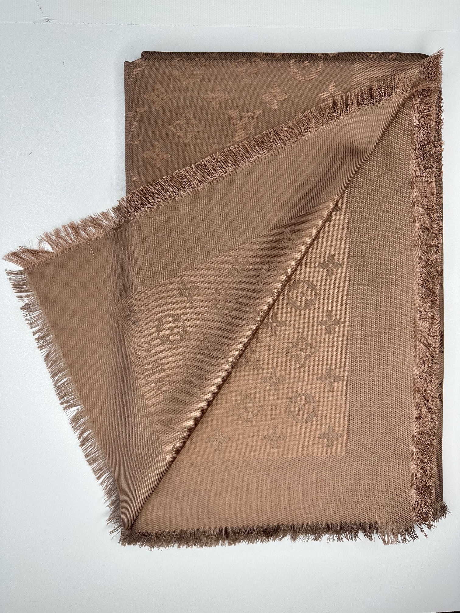 Louis Vuitton Brown Monogram Silk Scarf Cappuccino silk/wool