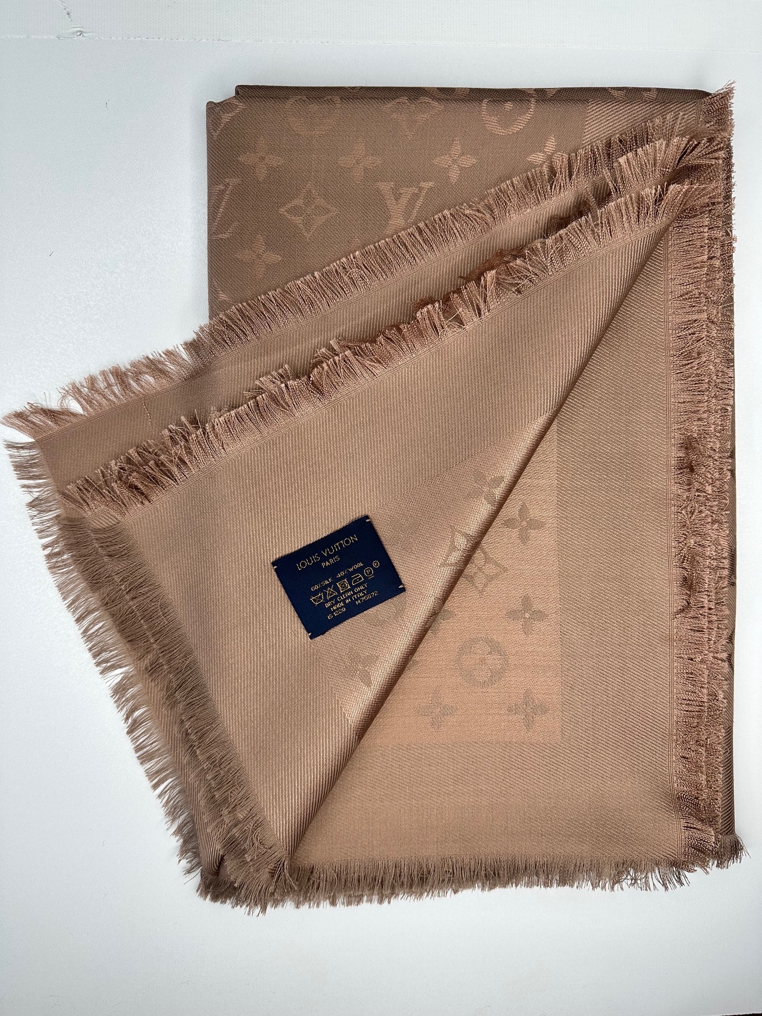 Louis Vuitton Brown Monogram Silk Scarf Cappuccino silk/wool