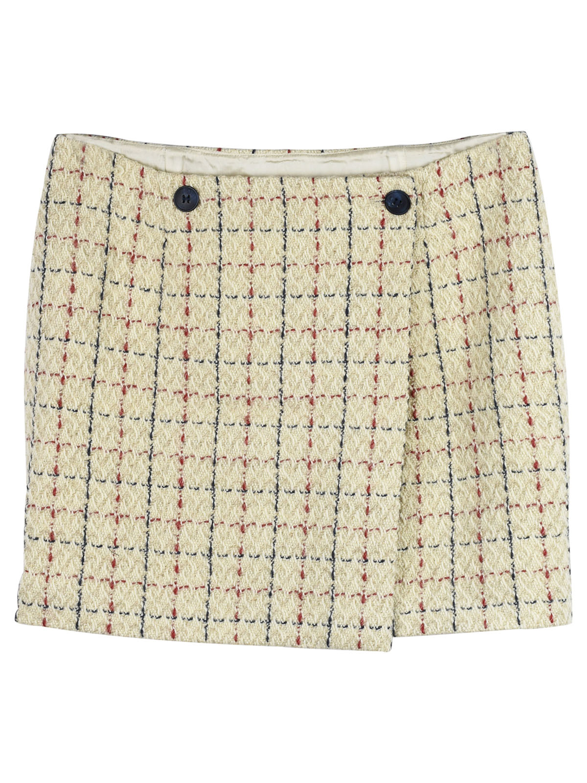 Boys Bonpoint Tweed Check Kids Skirt Size L Beige/Nude