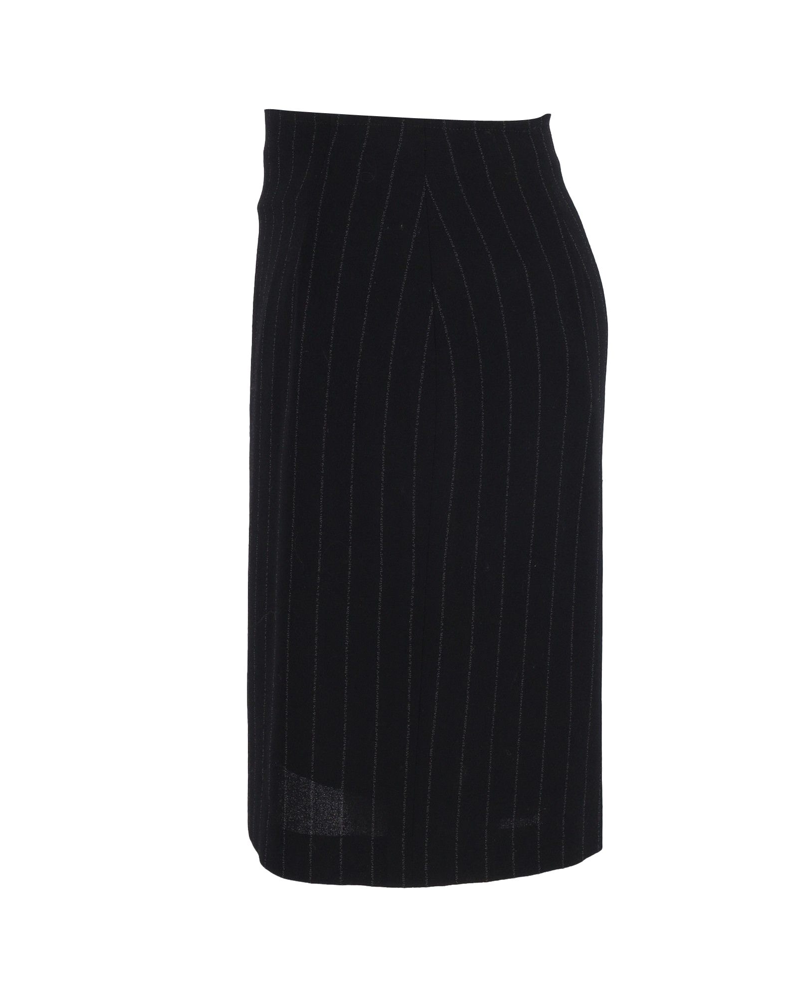 Preowned Max Mara Black Pinstriped Knee-Length Skirt Size S cotton