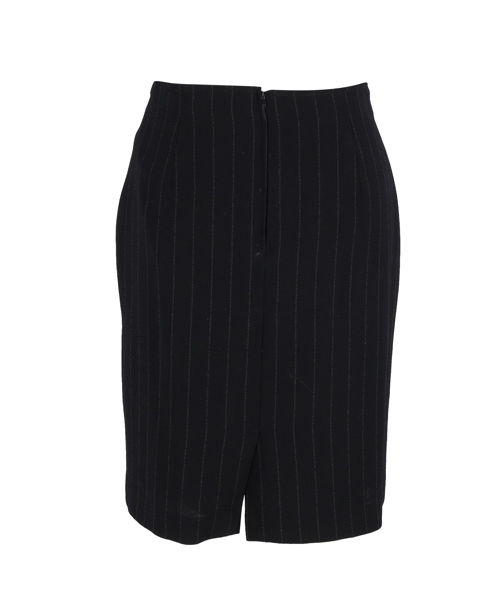 Preowned Max Mara Black Pinstriped Knee-Length Skirt Size S cotton