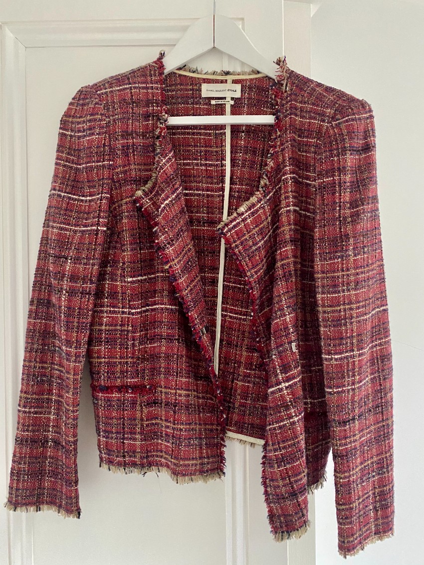 Preowned Isabel Marant Etoile Red Tweed Jacket Size 38 cotton