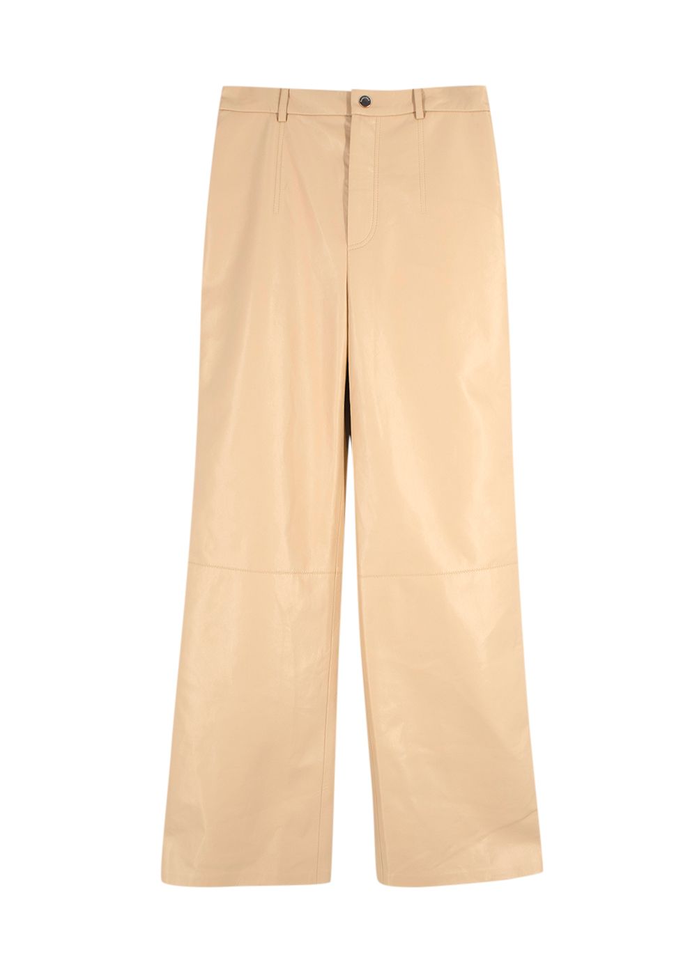 Nanushka Cream Vegan Leather Straight Leg Trousers Size L