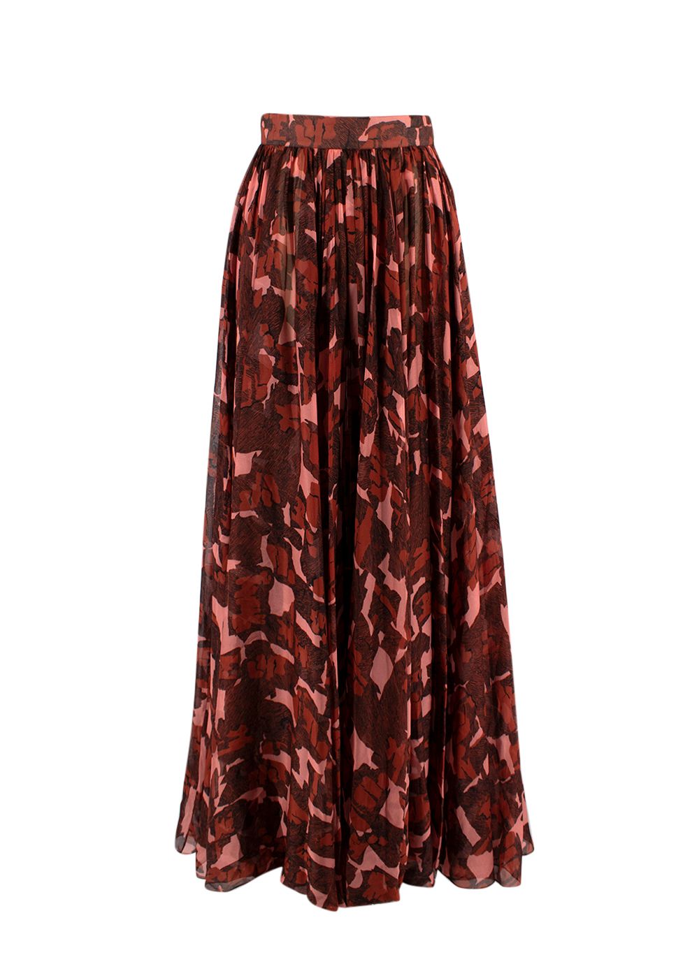 Alaia Pink and Orange Silk Printed Maxi Skirt Size XXS Pink Orange