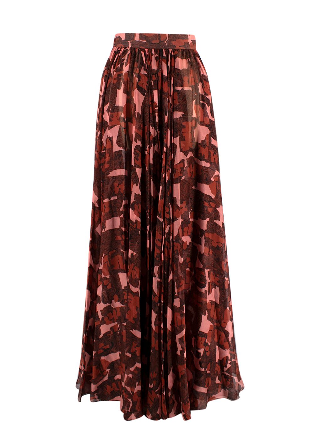 Alaia Pink and Orange Silk Printed Maxi Skirt Size XXS Pink Orange