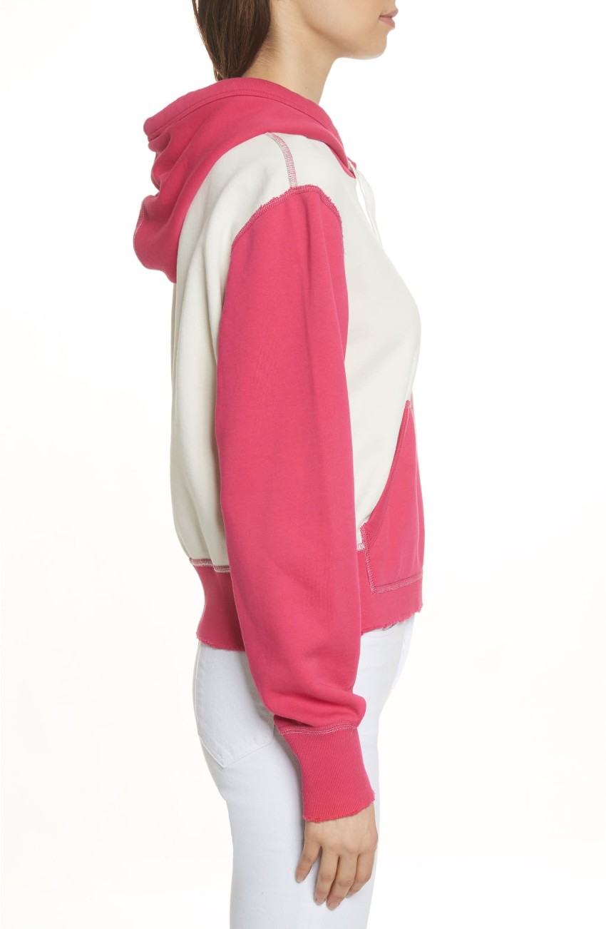 Rag  Bone Shrunken Colour Block Hoodie Size XS Pink cotton