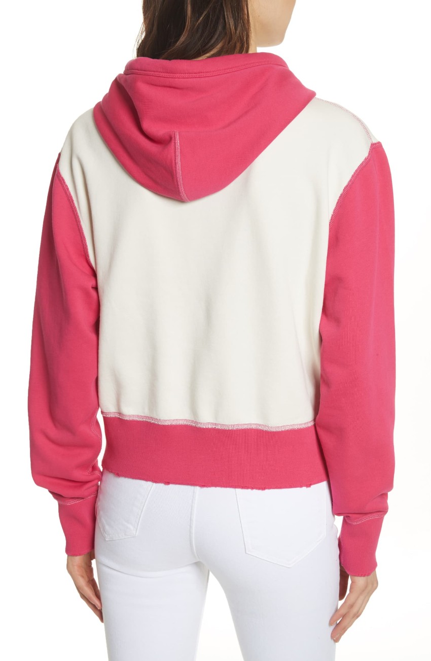 Rag  Bone Shrunken Colour Block Hoodie Size XS Pink cotton