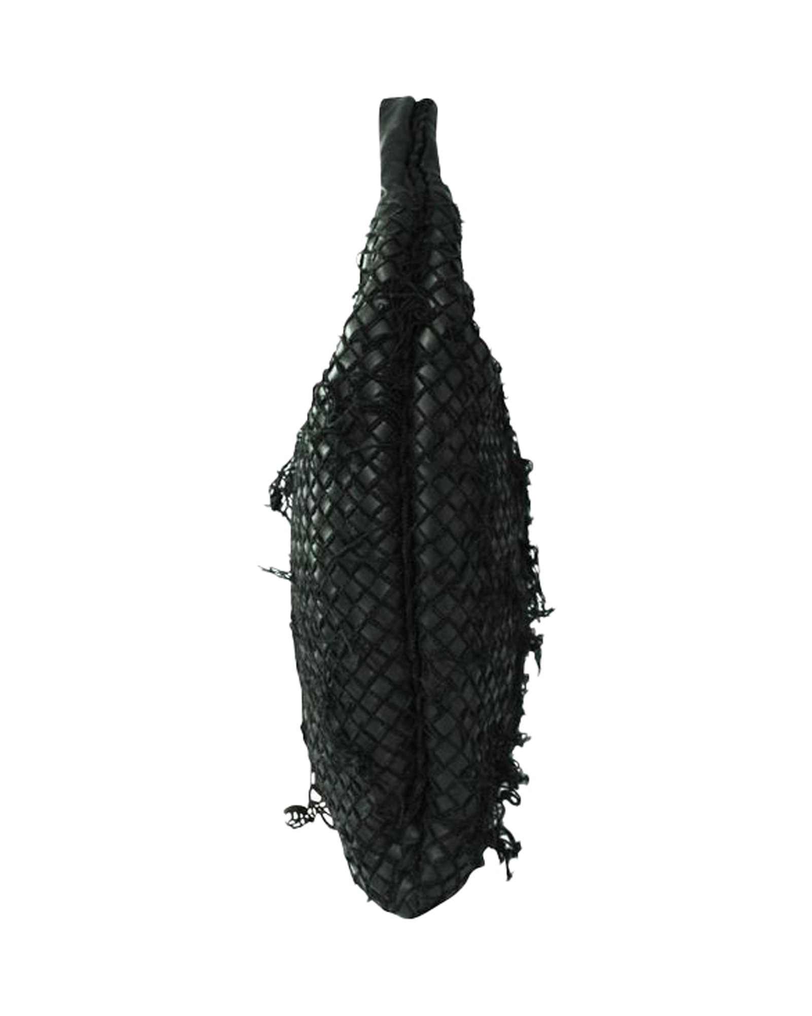 Bottega Veneta Black Intrecciato Leather Distressed Netted Hobo Bag