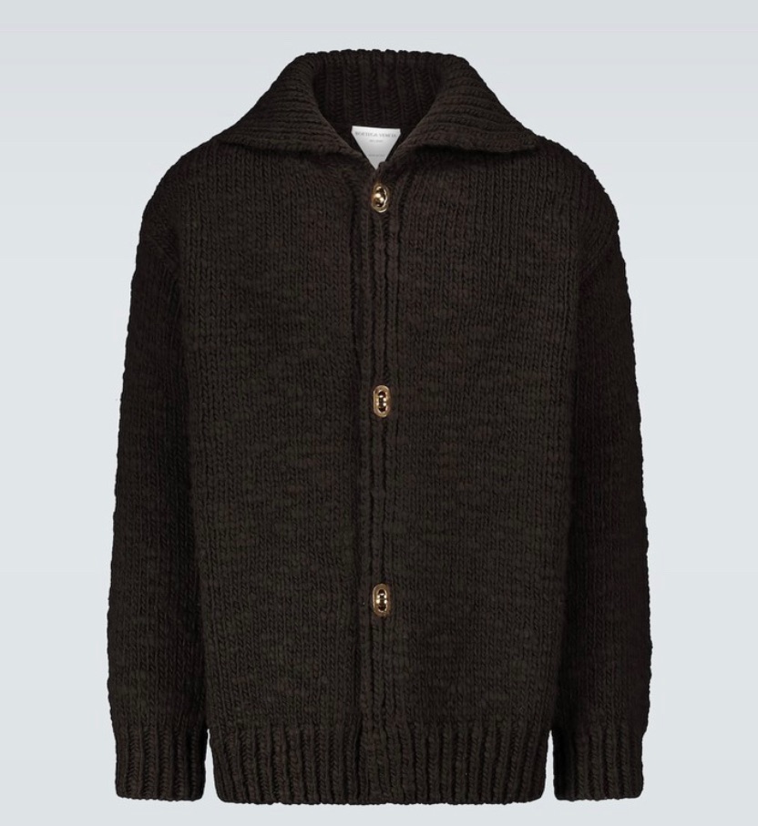 Men's Bottega Veneta Brown Wool Blend Hand Knitted Cardigan Size S wool/polyamide