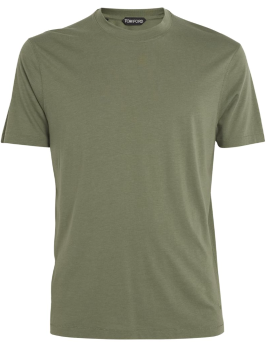 Men's Tom Ford Khaki Cotton T-Shirt Size L Pale Army lyocell/cotton