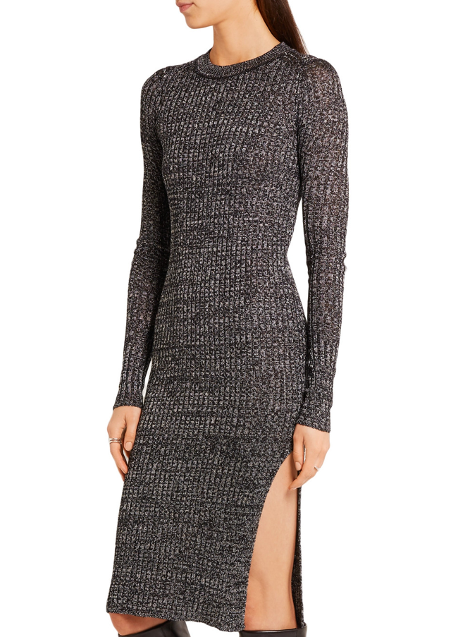 Isabel Marant metallic ribbed-knit dakota dress Size XS