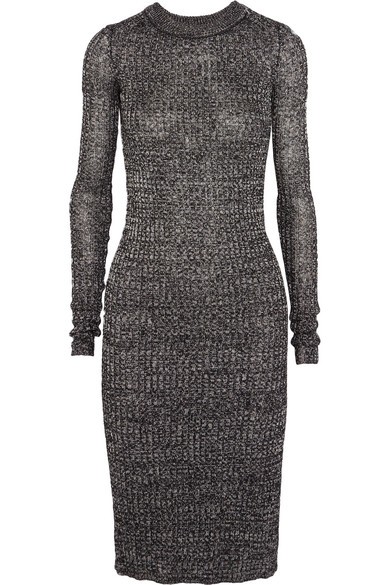 Isabel Marant metallic ribbed-knit dakota dress Size XS