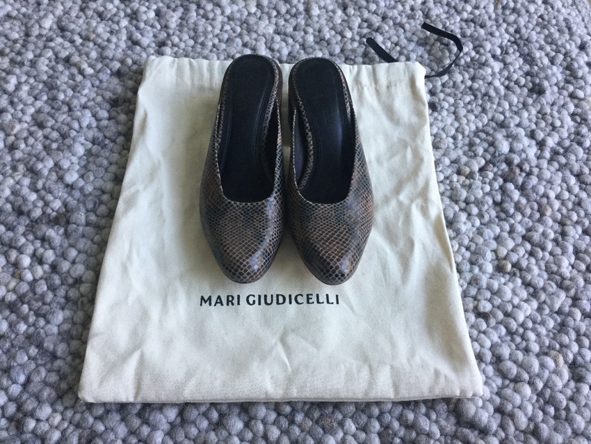 Preowned Mari Giudicelli  brown embossed leather mules Size 37 Tan/Brown