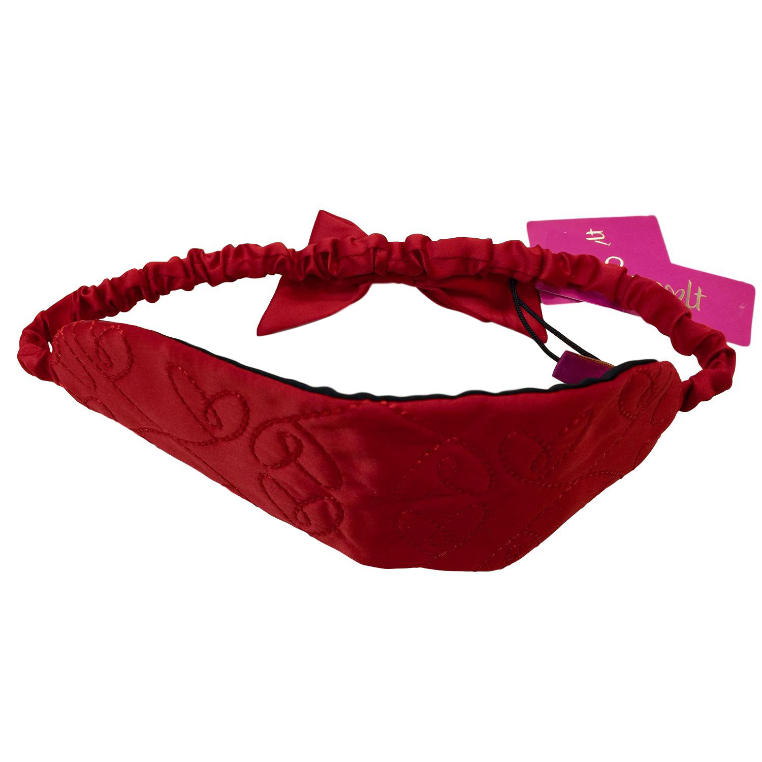 Couture Rouge Satin Embroidered Hearts Eye Mask Red