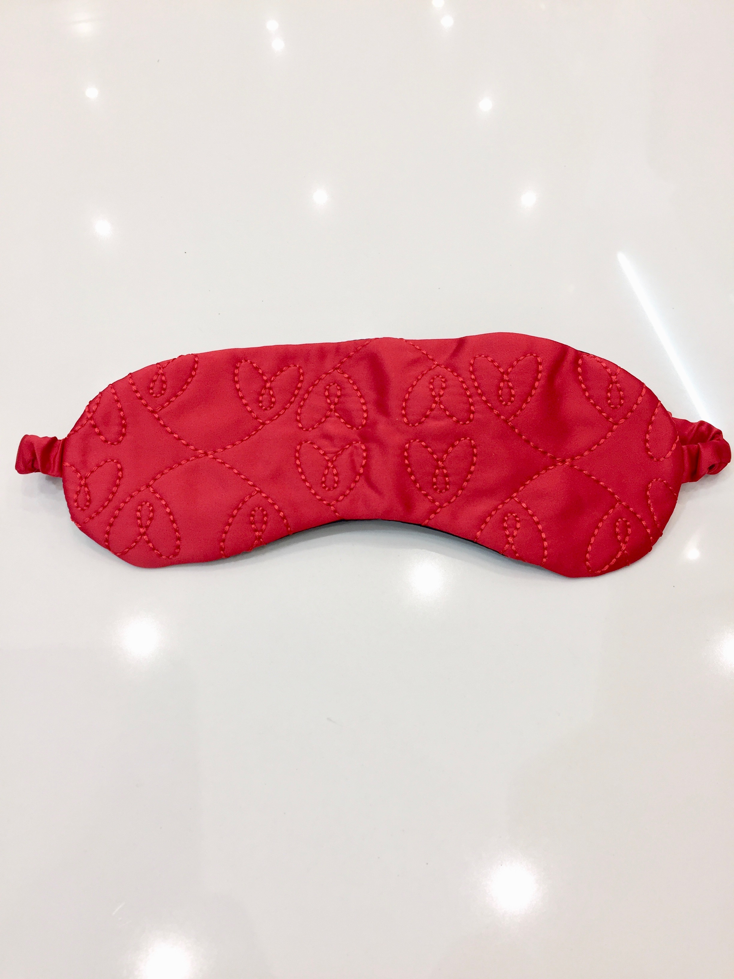 Couture Rouge Satin Embroidered Hearts Eye Mask Red