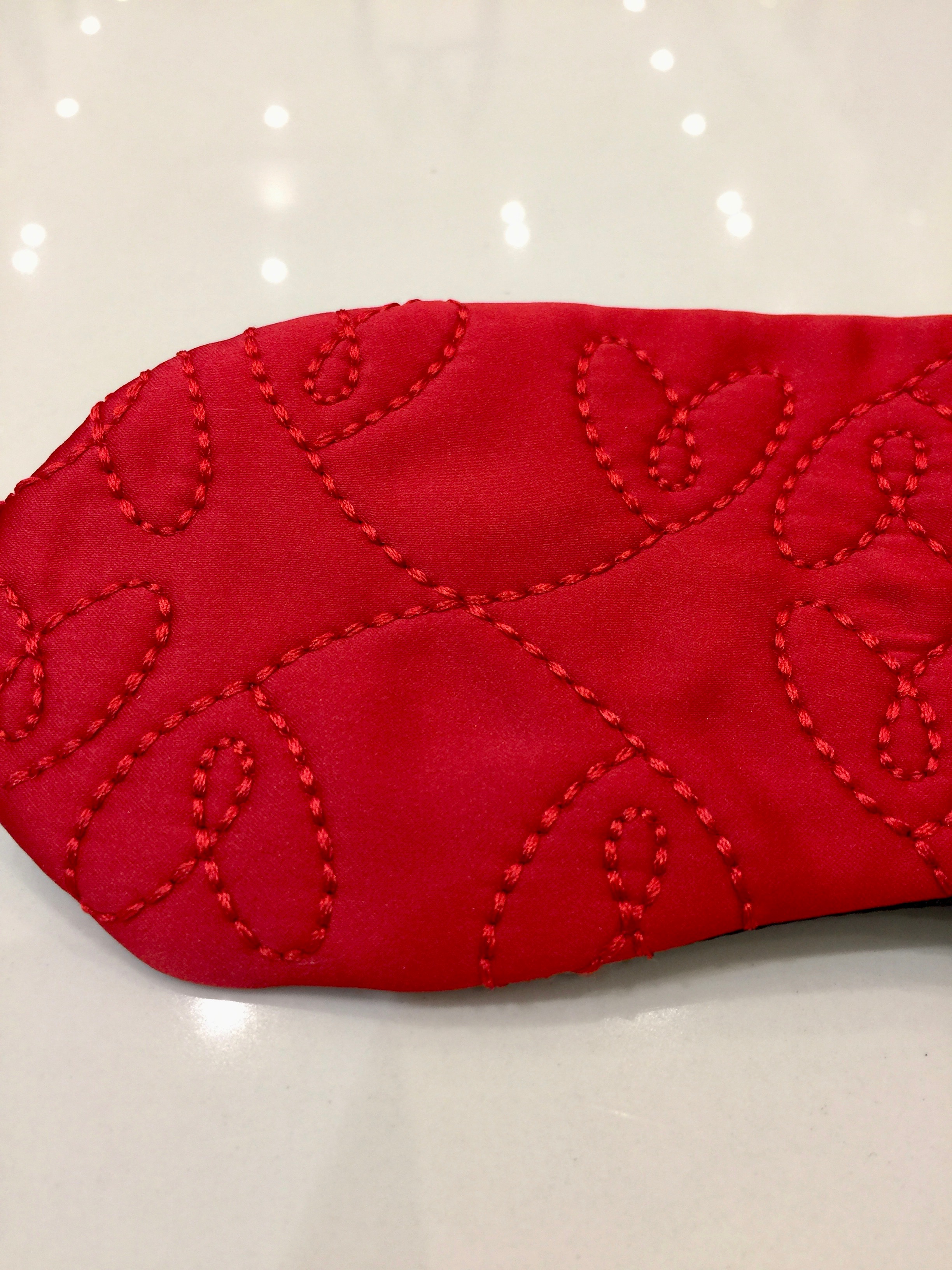 Couture Rouge Satin Embroidered Hearts Eye Mask Red