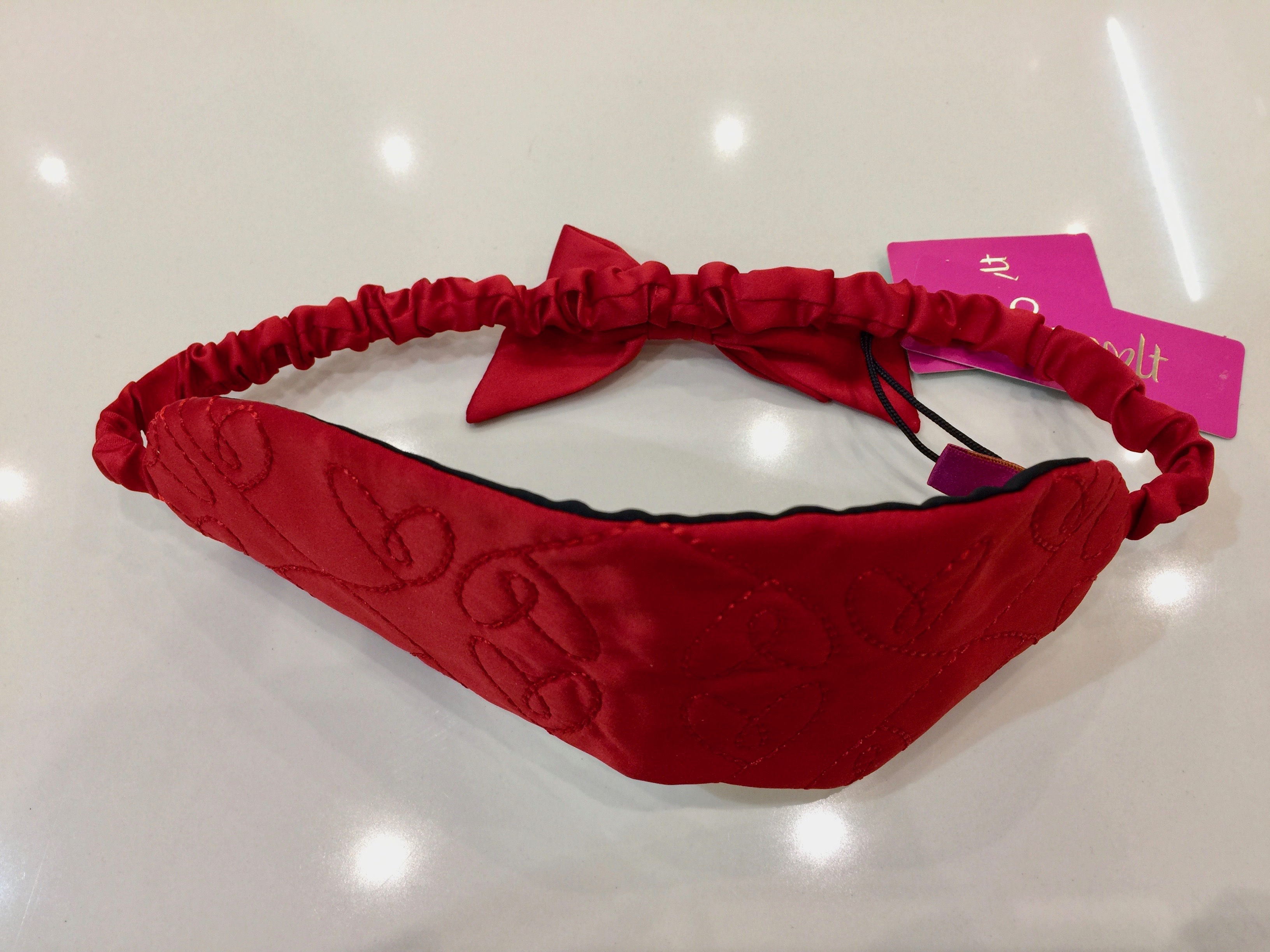 Couture Rouge Satin Embroidered Hearts Eye Mask Red