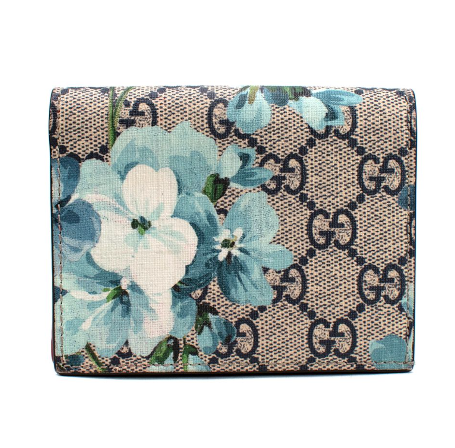 Preowned Gucci Blooms Blue Supreme Monogram Wallet beige blue leather