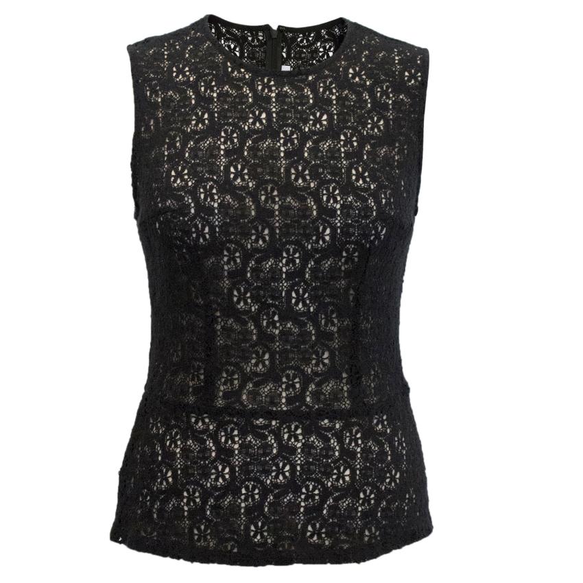 Preowned Morgane Le Fay Lace Shell Top Size M Black cotton