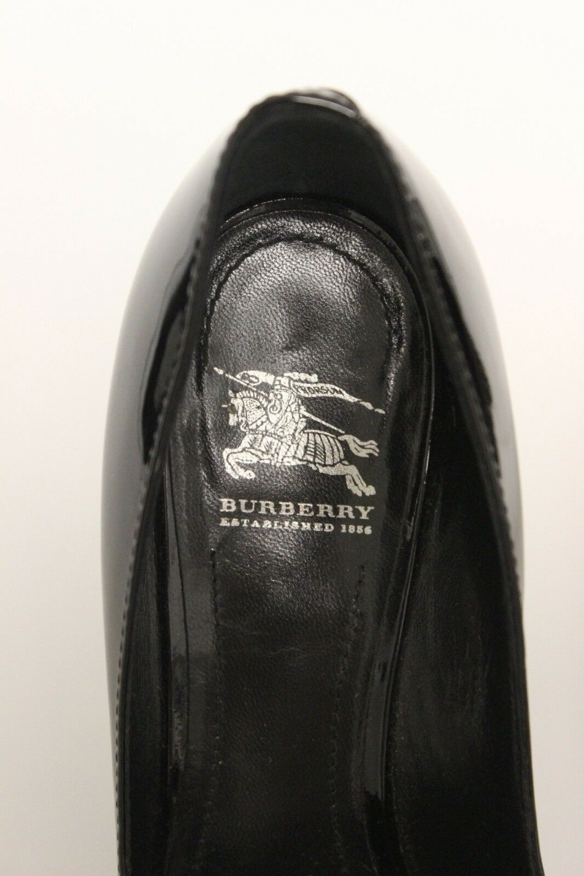 Preowned Burberry Patent Leather Mini Stud Platform Pump Size 365 Black