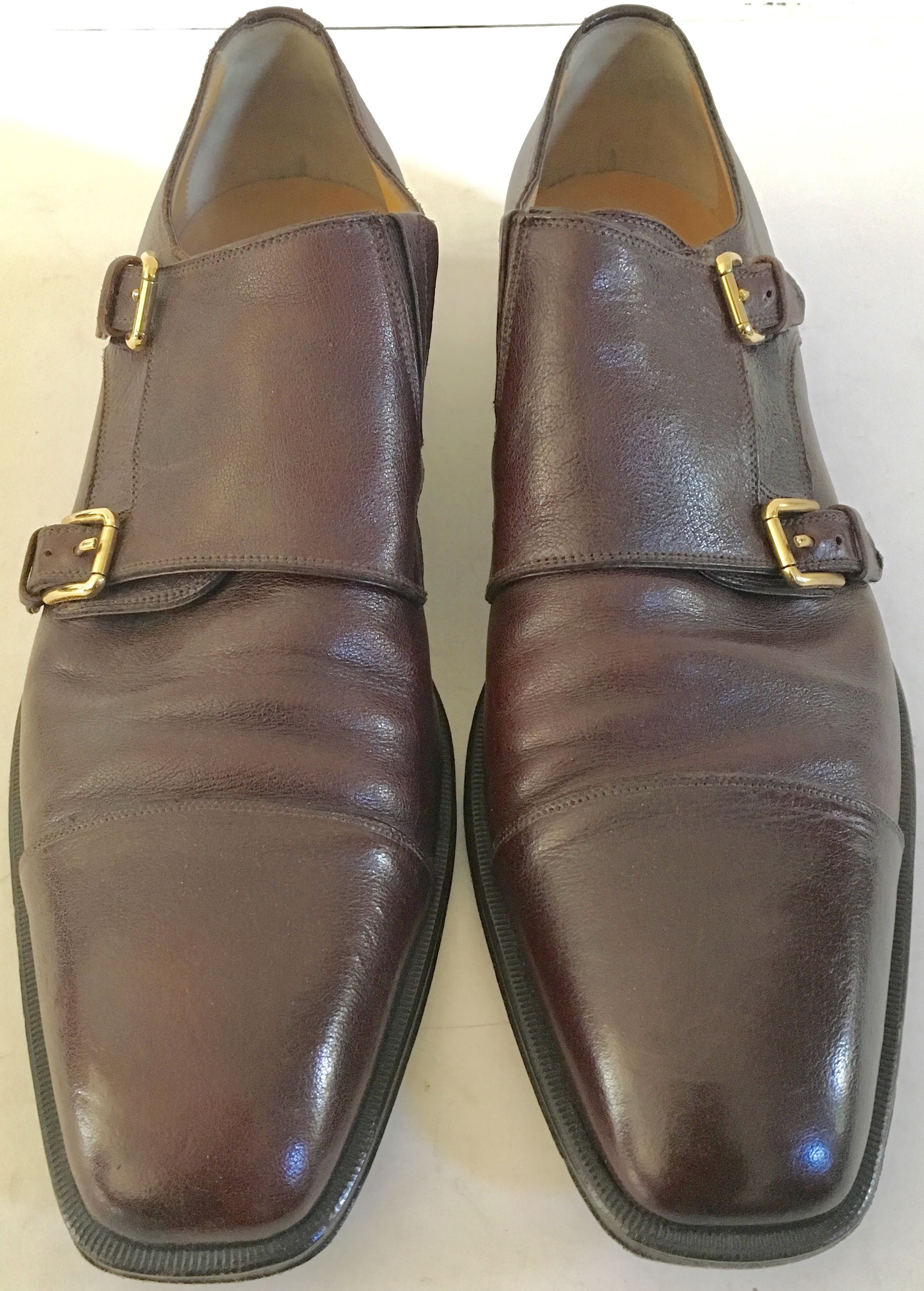 Men's Preowned Dolce  Gabbana Monk Strap Shoes Size 445 Tan/Brown leather