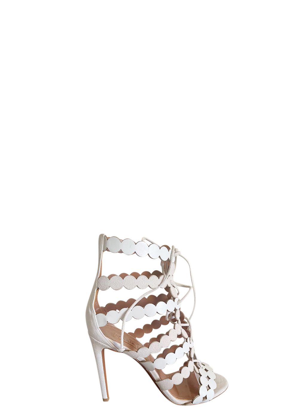 Preowned Alaia Champagne Lasercut Sandals Size 375 leather