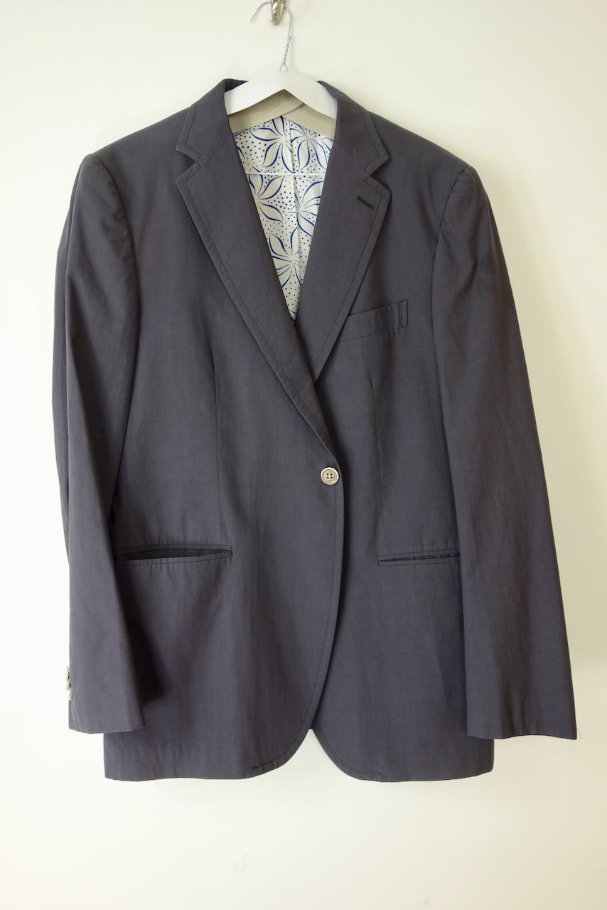 Men's Preowned Etro blue-grey cotton blazer Size L Aubergine