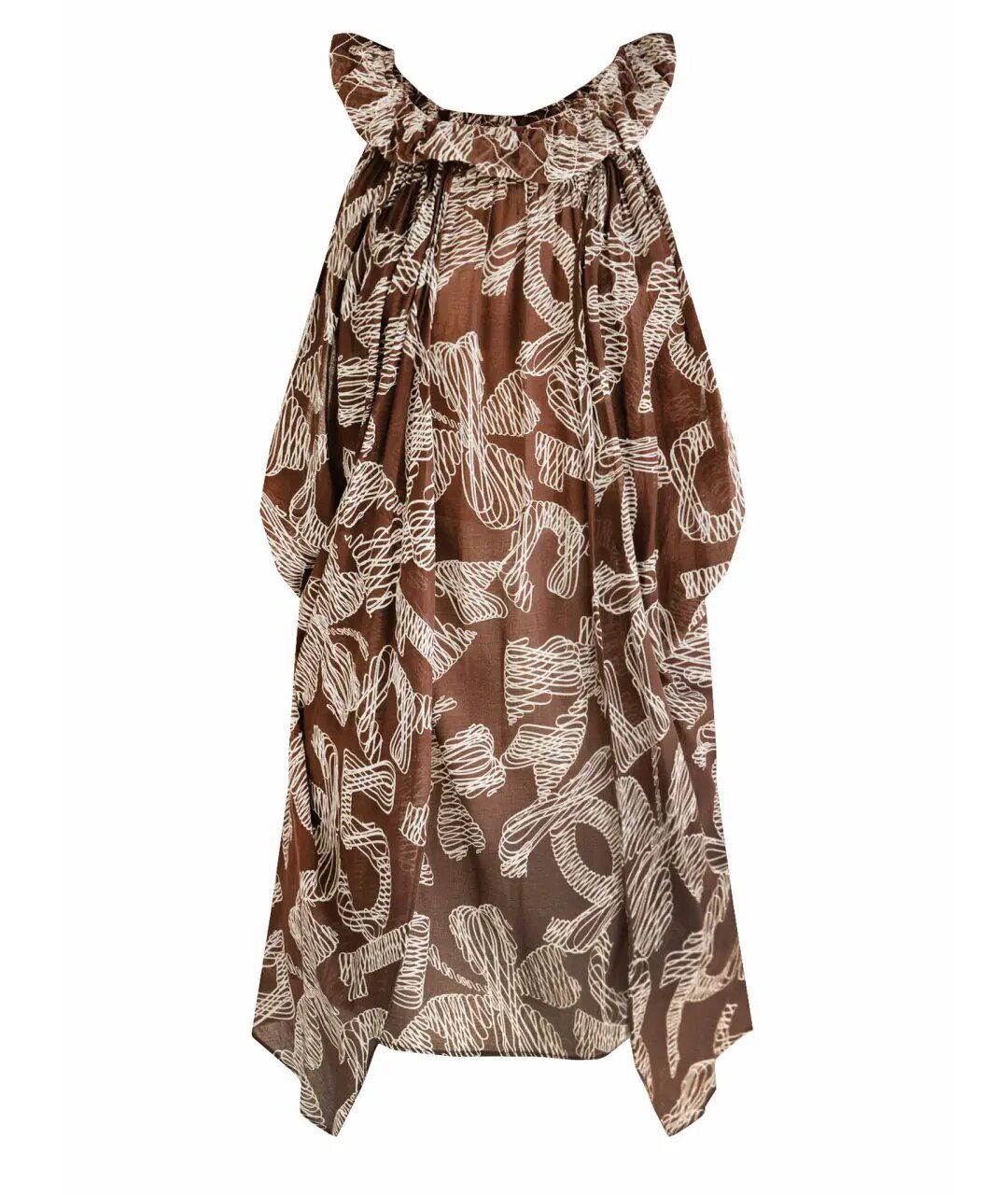 Preowned Chanel CC Printed Brown Cotton Tunic Size S Multiple colors