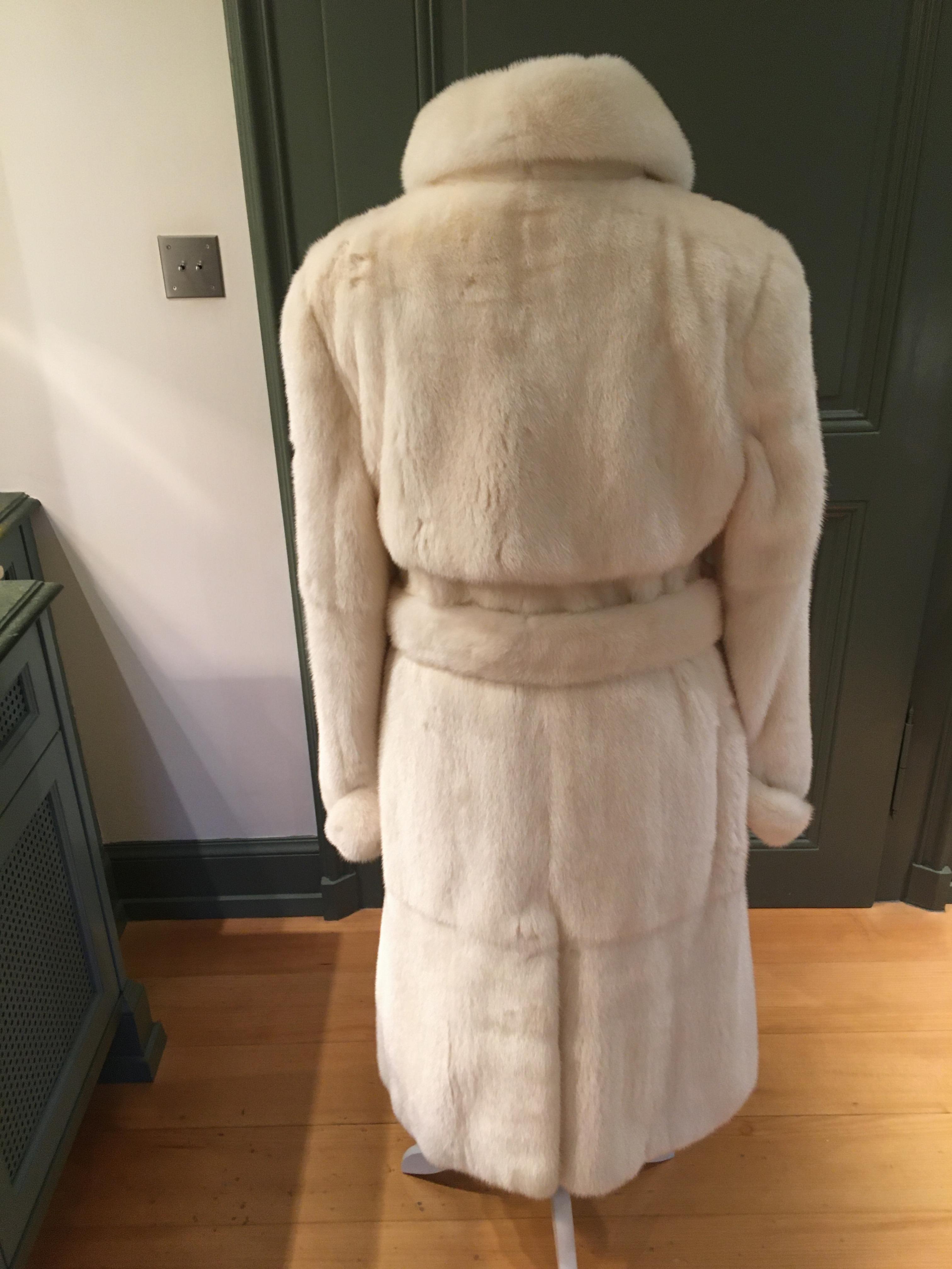 Preowned Valentino Cream Mink Fur Trench Coat Size S White