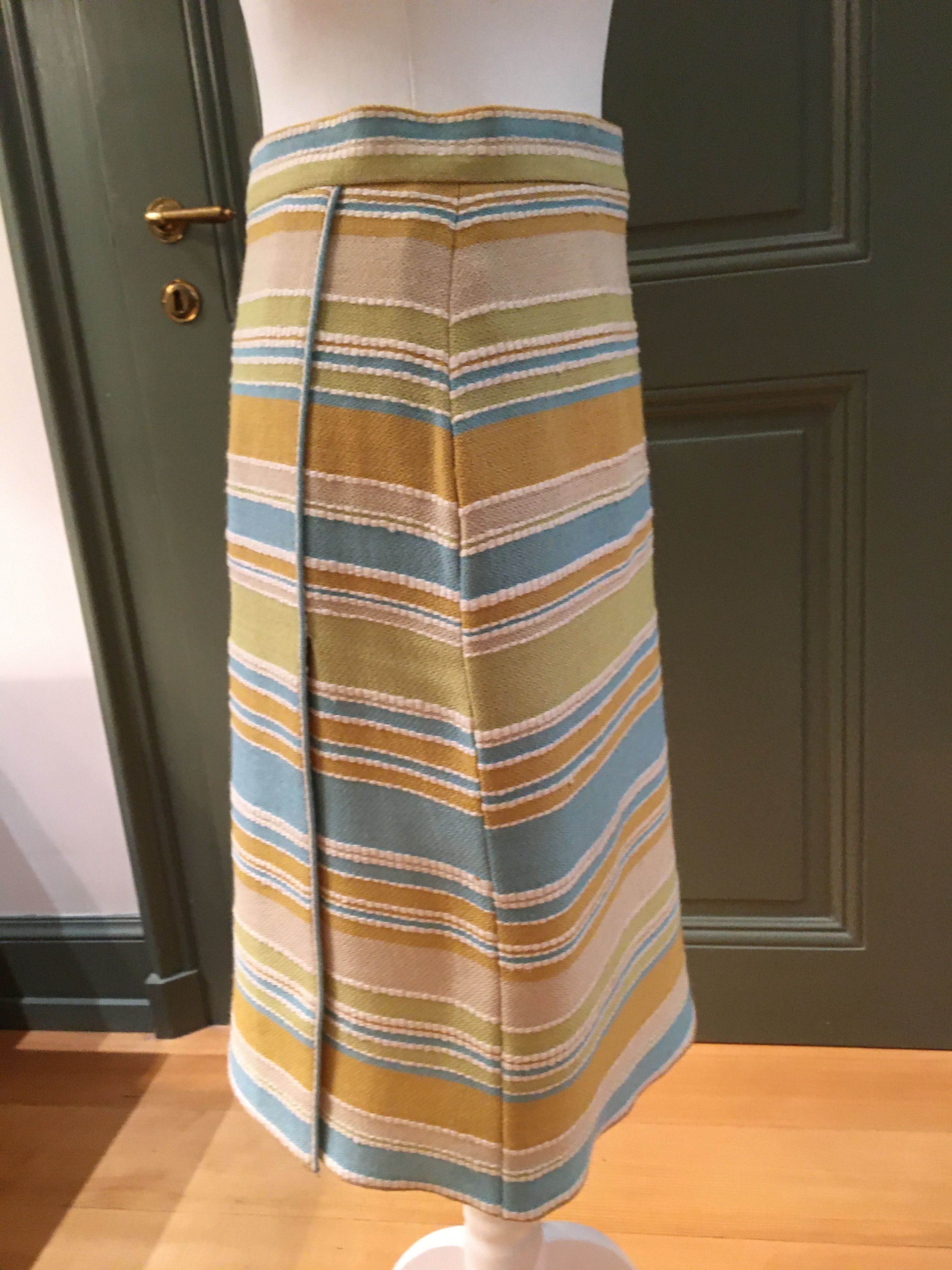 Preowned Chanel Vintage Striped Skirt Size S multi coloure mixed