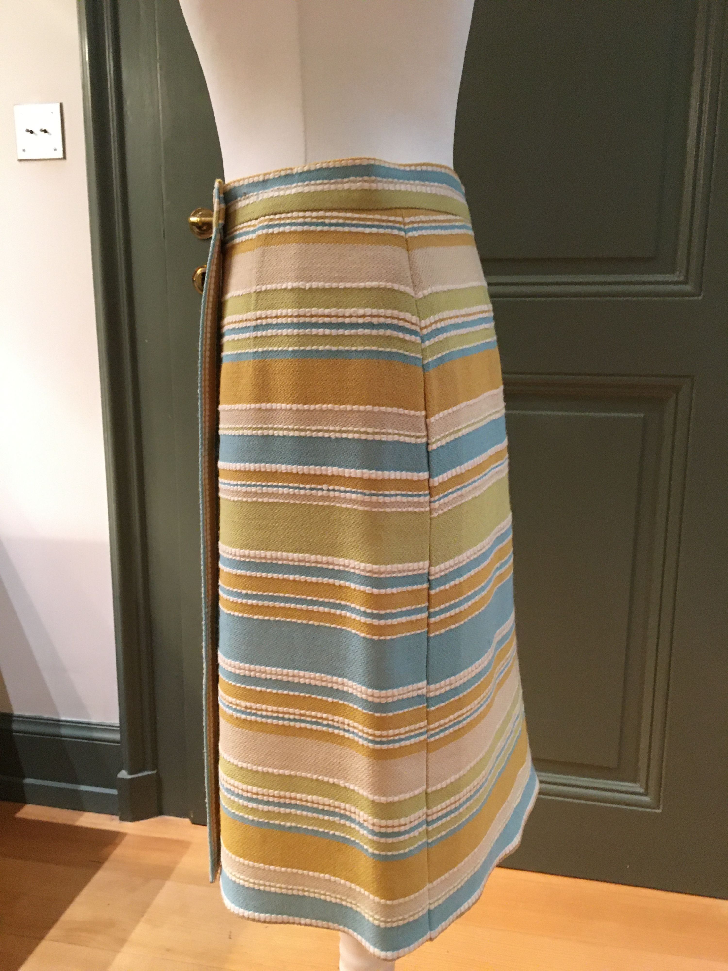 Preowned Chanel Vintage Striped Skirt Size S multi coloure mixed