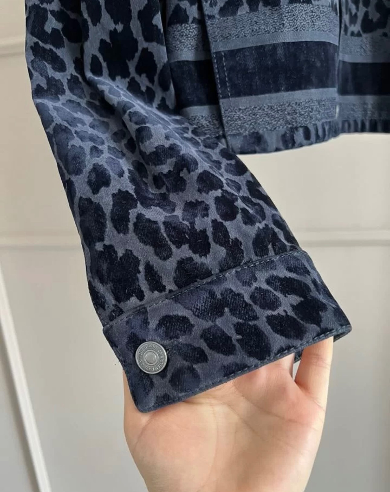 Preowned Dior Leopard Print Corduroy Jacket Size M anthracite cotton