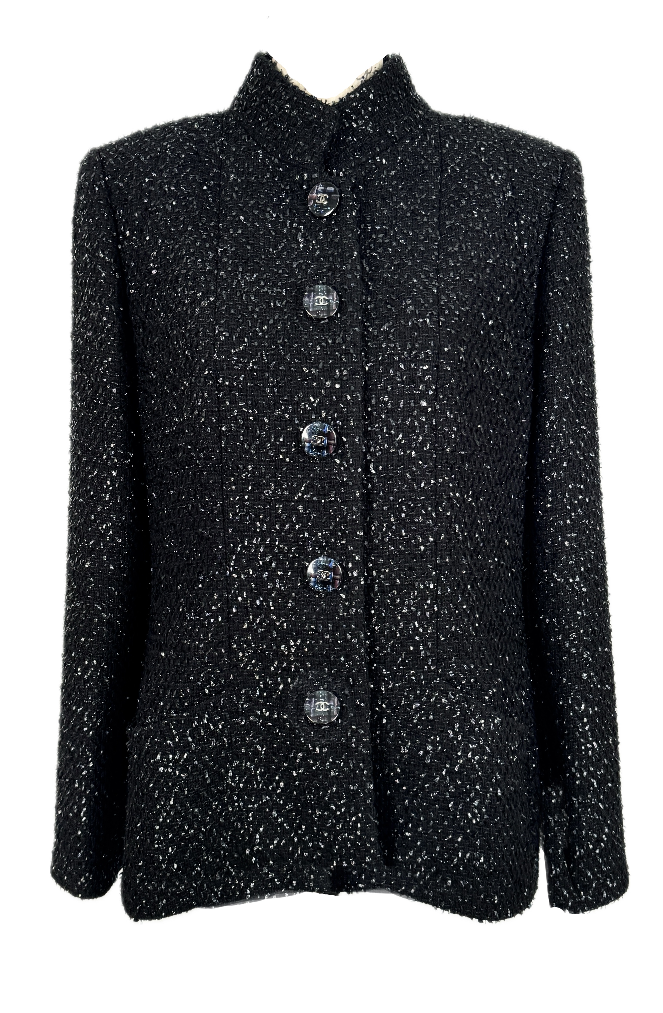 Chanel Ad Campaign Black Tweed Blazer/Jacket Size M