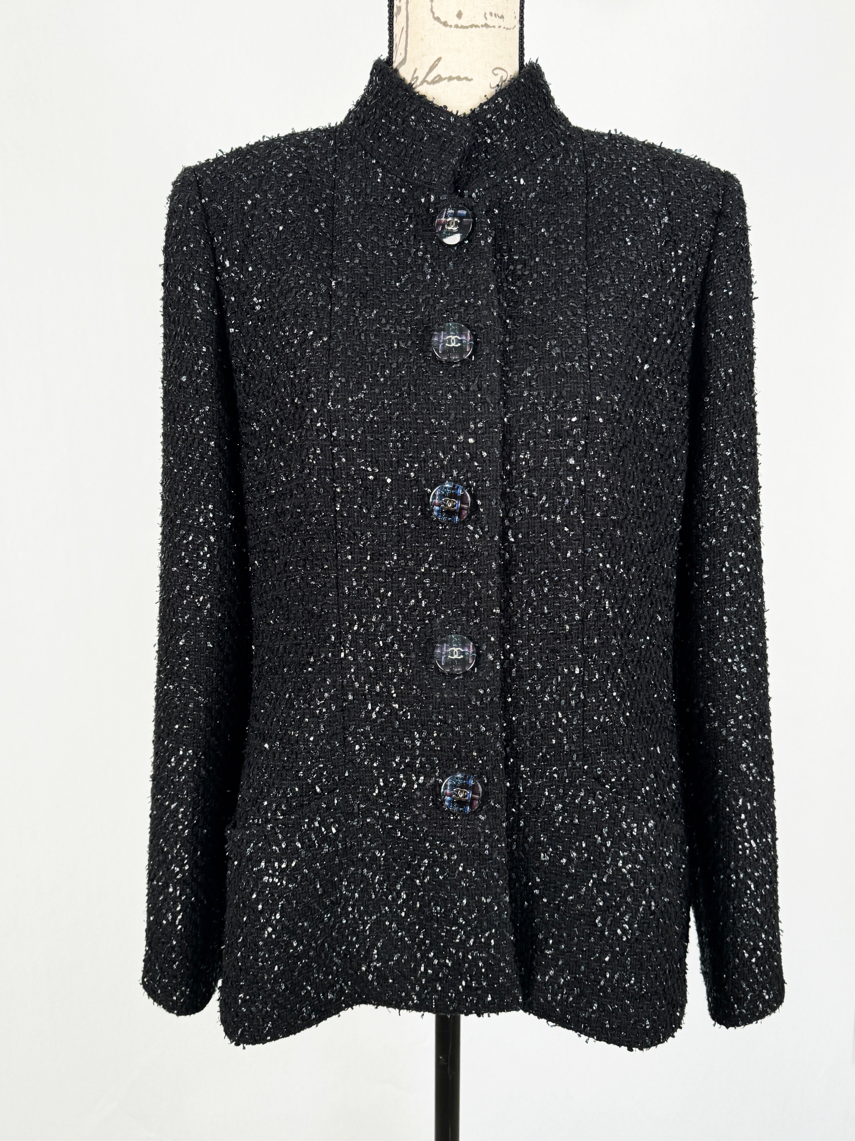 Chanel Ad Campaign Black Tweed Blazer/Jacket Size M