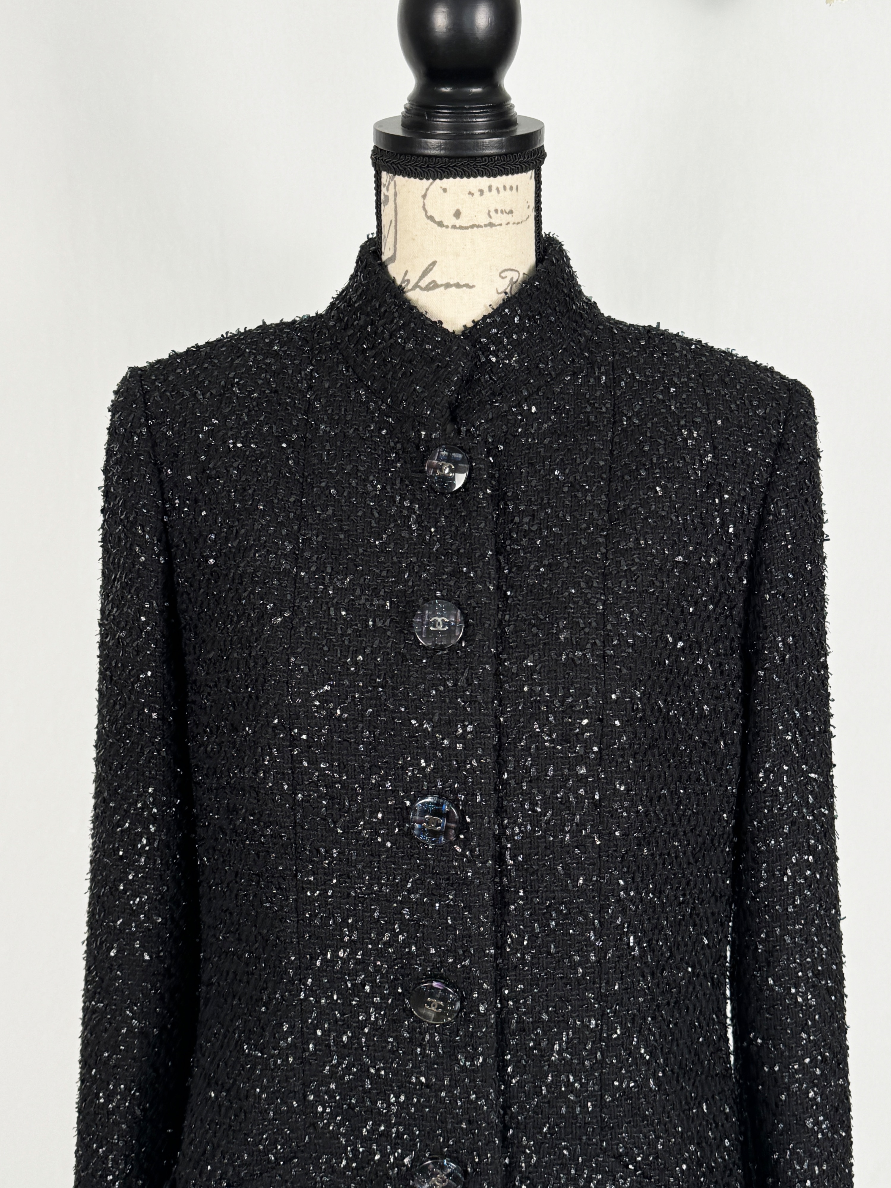 Chanel Ad Campaign Black Tweed Blazer/Jacket Size M