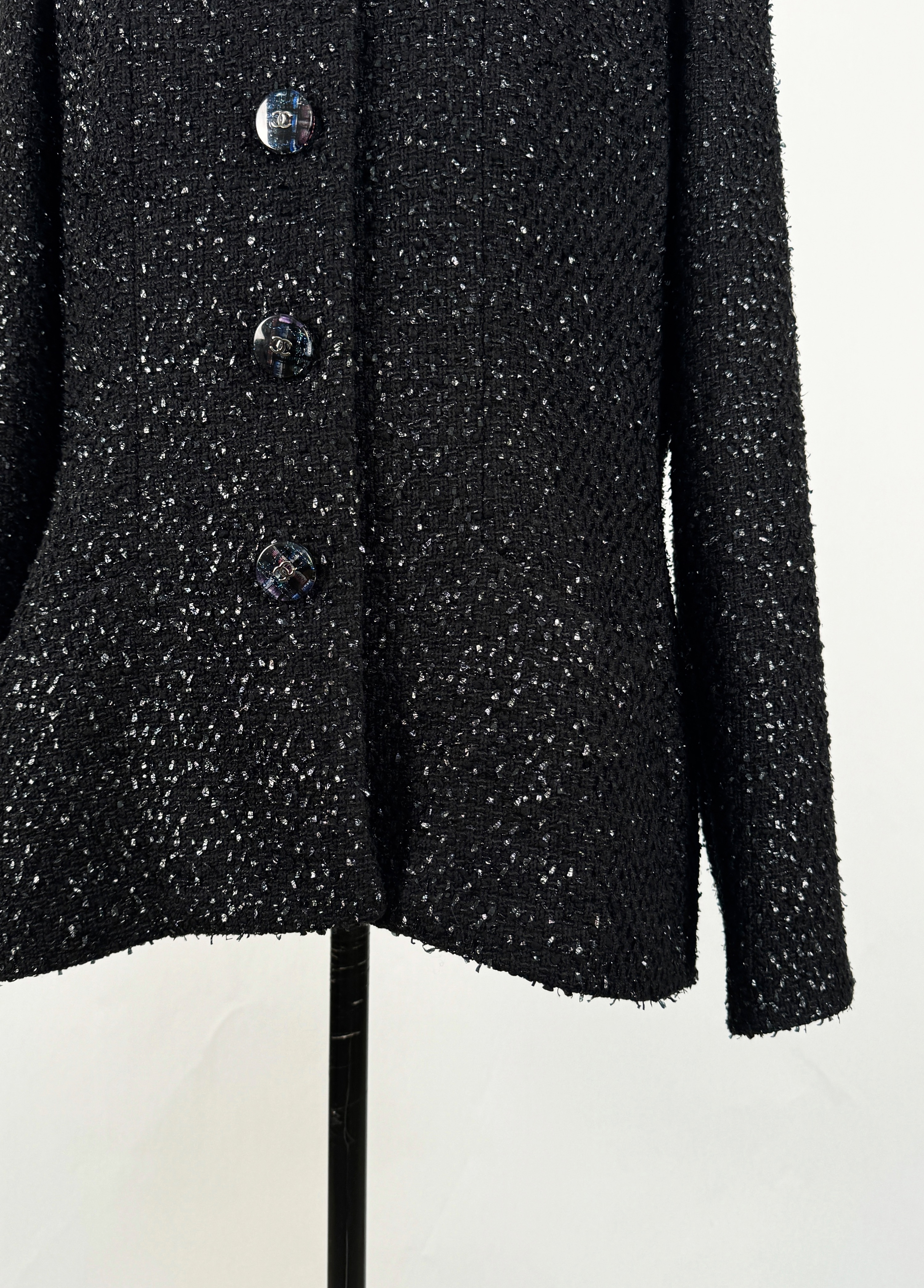 Chanel Ad Campaign Black Tweed Blazer/Jacket Size M