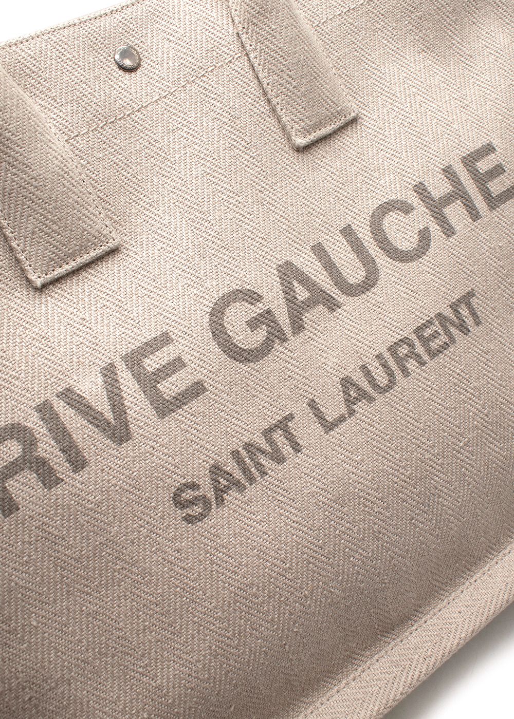 Preowned Saint Laurent Cream Rive Gauche Tote Bag Cream / Beige linen/cotton