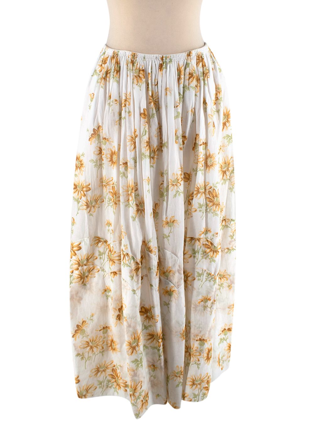 Preowned Brock Collection Daisy Print Cotton Skirt  Top Size S White and Yellow