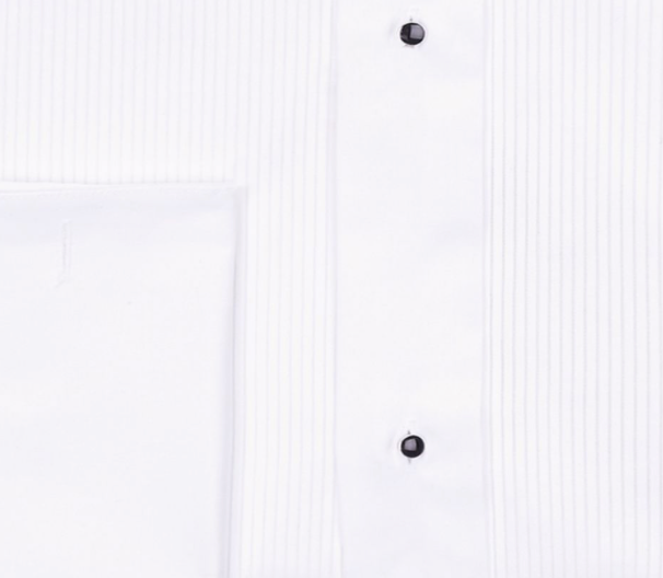 Men's Canali White Pleated Dress Shirt Size XL white black stud buttons cotton