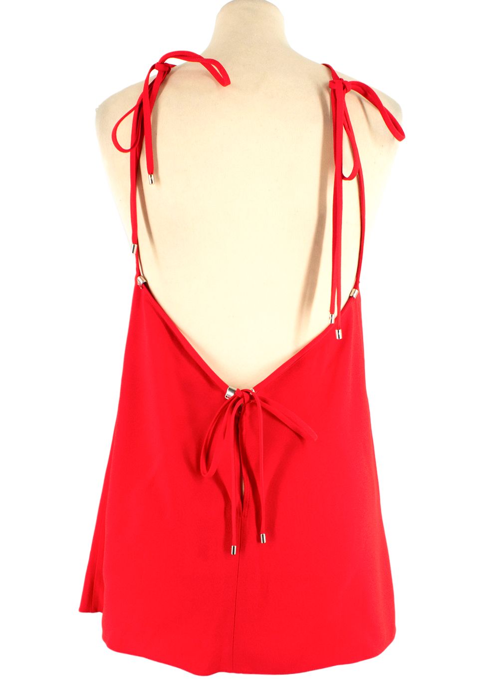 Maison Rabih Kayrouz Red Crepe Satin Halter Neck Top Size XS acetate/viscose