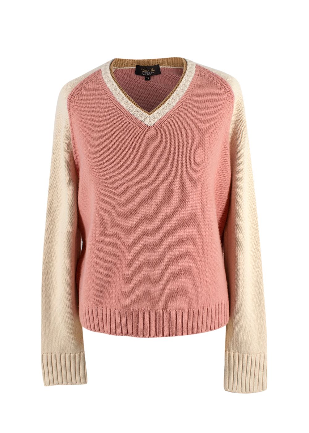 Loro Piana Colour Block Baby Cashmere Jumper Size XS pink nude