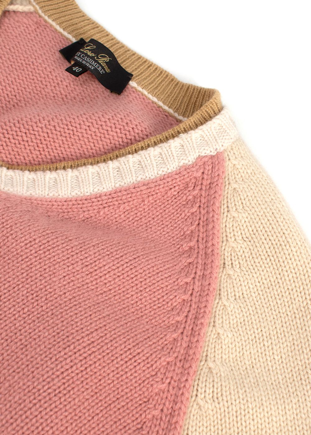 Loro Piana Colour Block Baby Cashmere Jumper Size XS pink nude