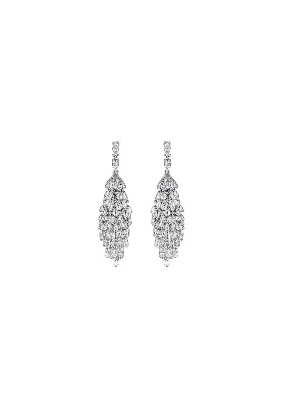 18ct white gold  white diamond Briolette chandelier earrings