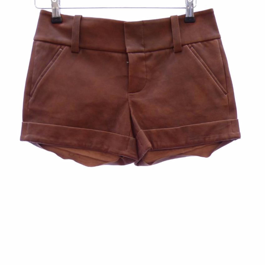 Alice + Olivia Brown Leather Shorts Size S Tan/Brown