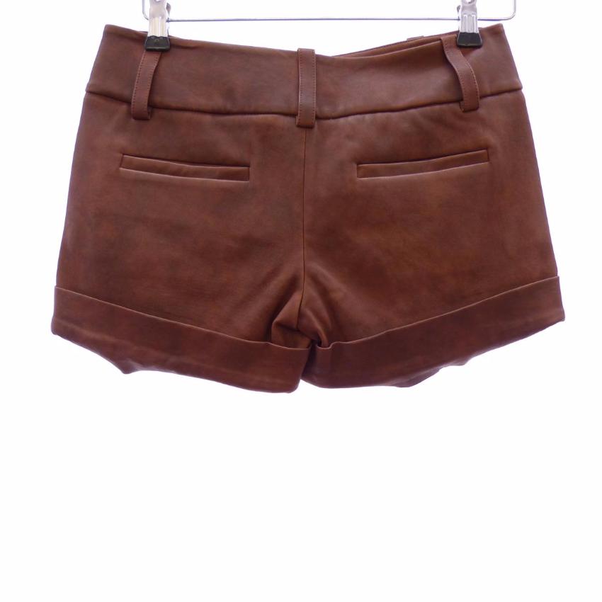 Alice + Olivia Brown Leather Shorts Size S Tan/Brown