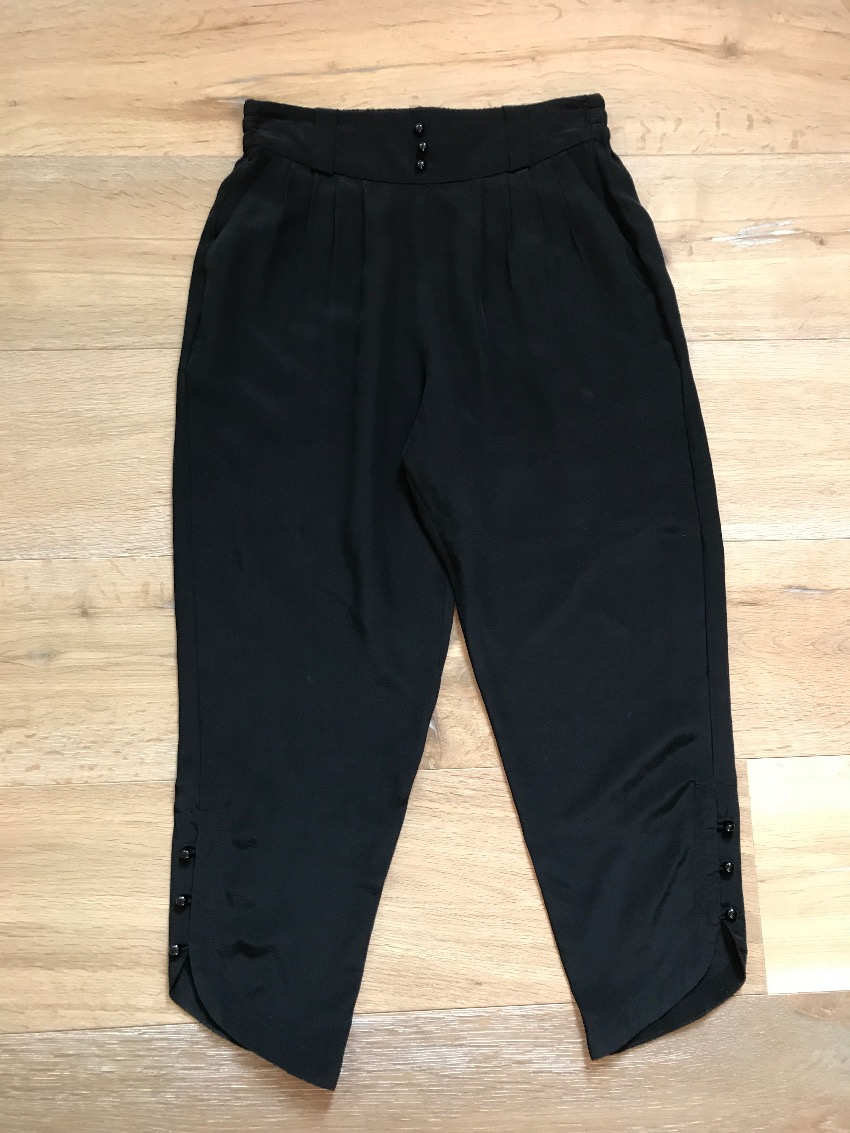 Preowned American Retro black silk trousers Size S