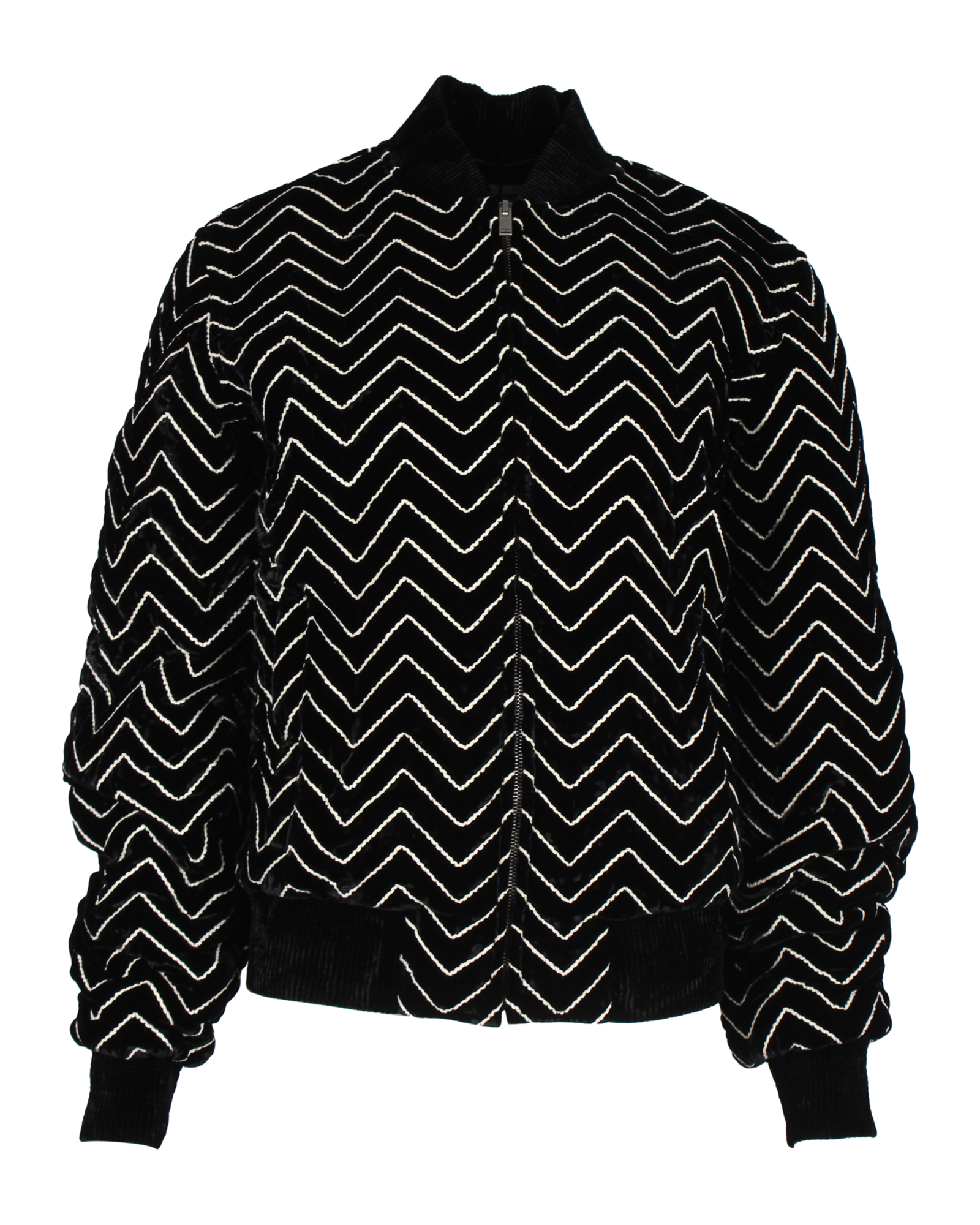 Saint Laurent Black Chevron Velvet Bomber Jacket Size XL