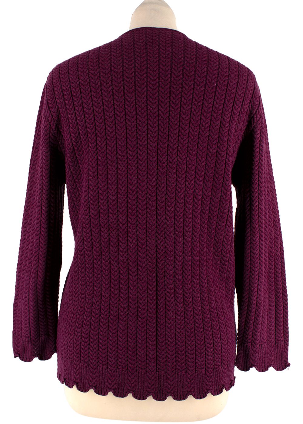 LouLou De La Falaise Burgundy Cable Knit Cardigan Size L cotton