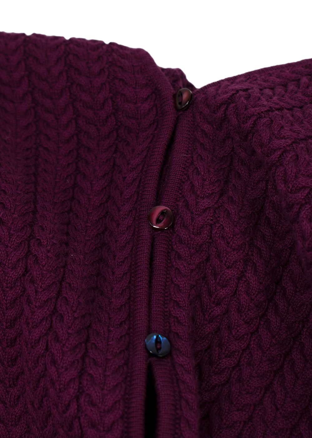 LouLou De La Falaise Burgundy Cable Knit Cardigan Size L cotton